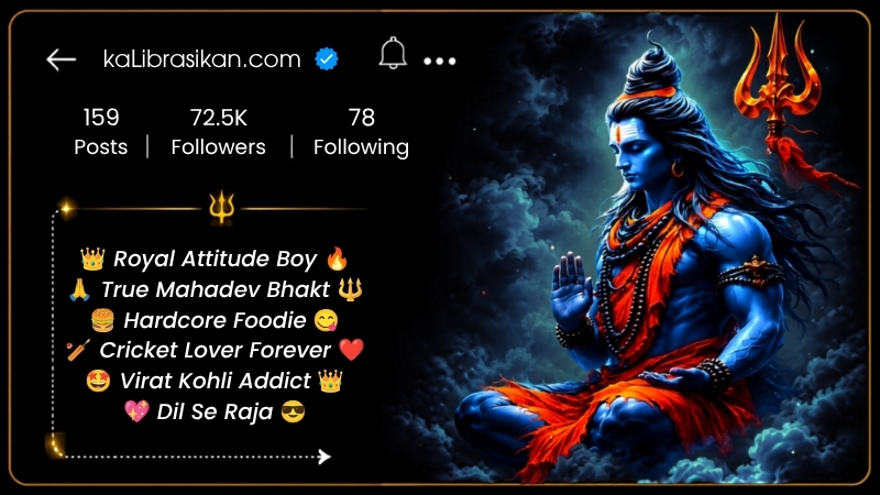Kattar Hindu Mahadev Bio for Instagram for Boy