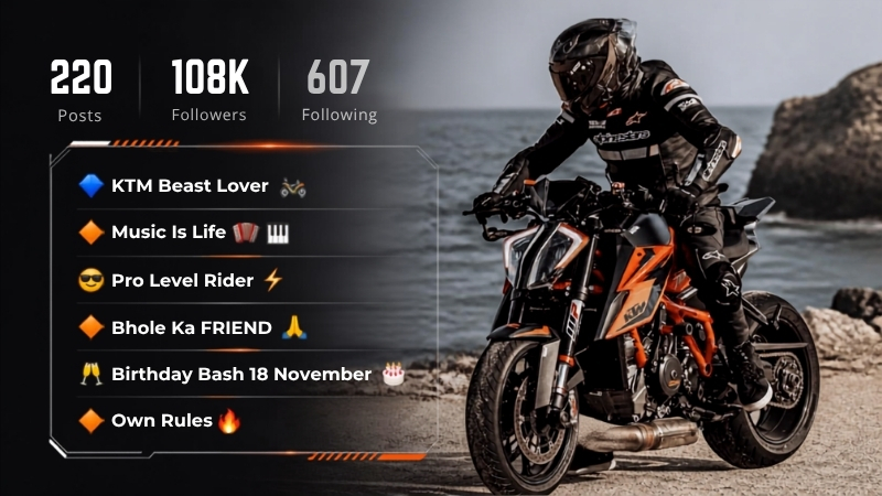 Powerful KTM Rider Bio for Instagram – Boys