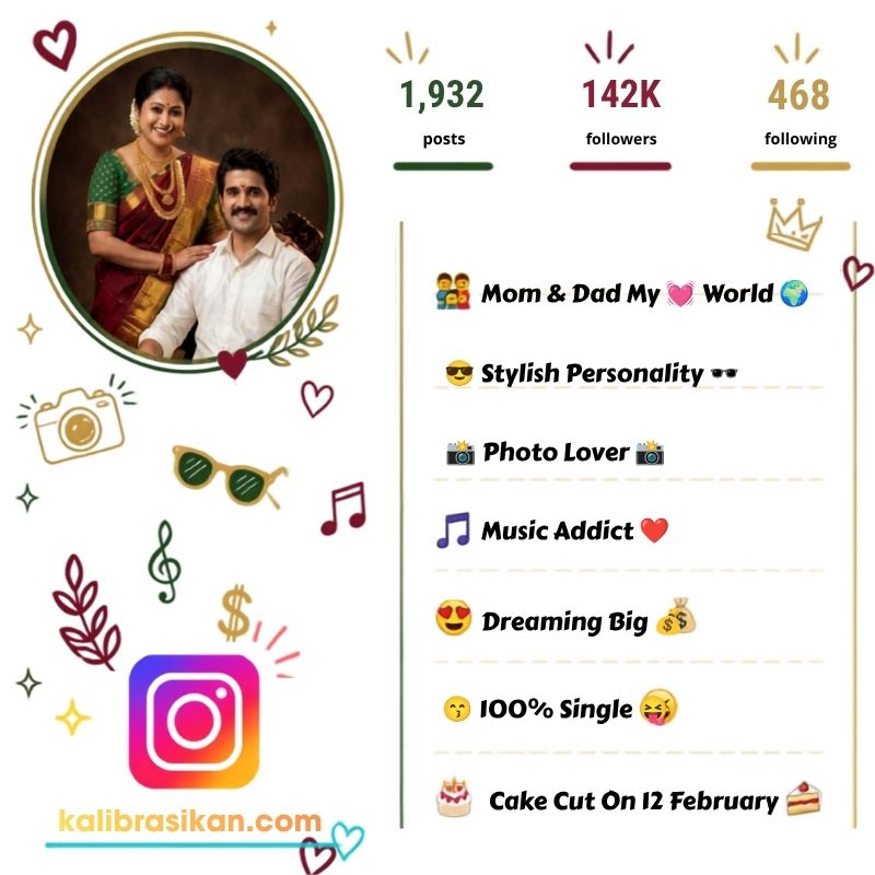 Trendy Stylish Instagram Bio Mom & Dad